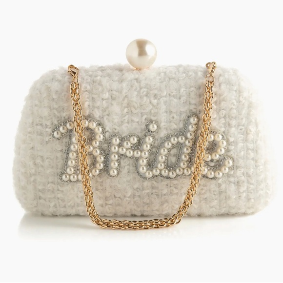 other2 Handbags - Elegant White Bride Clutch with Gold Chain bridal purse
